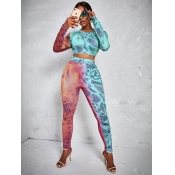 LW Round Neck Crop Top Gradient Pants Set