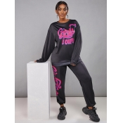 LW Dropped Shoulder Letter Print Pants Set