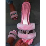 LW Sequined Letter Plush Slides