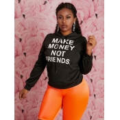 LW Hooded Collar Letter Print Hoodie