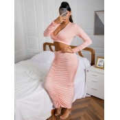 LW SXY Ruched Crop Top Skirt Set (Without Waist Ch