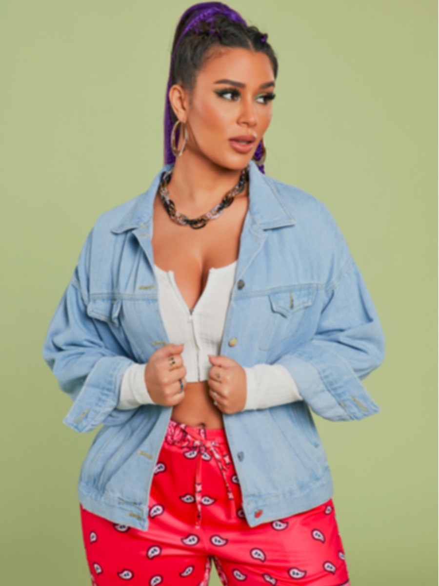 LW Skull Head Letter Print Denim Jacket