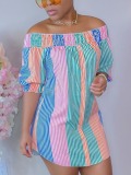 LW Off The Shoulder Striped Dress