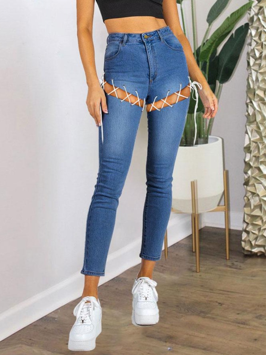LW Stretch Ripped Bandage Design Jeans