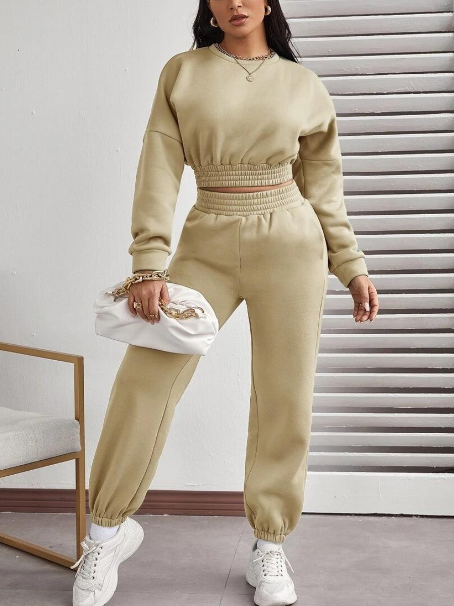 LW BASIC Round Neck Pocket DesignTracksuit Set