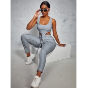 LW Crop Top Asymmetrical Two Piece Pants Set