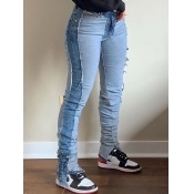 LW Stretchy Patchwork Skinny Blue Jeans
