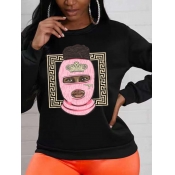 LW Plus Size Masked Face Geometric Print Hoodie