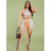 LW Color-lump Asymmetrical Pants Set