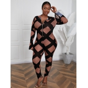 LW Plus Size See-through Zipper Design Jumpsuit