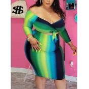 LW Plus Size Off The Shoulder Gradient Hollow-out 