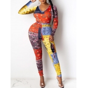 LW V Neck Cashew Print Pants Set