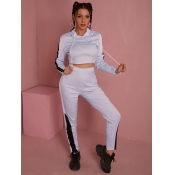 LW Hooded Collar Striped Pants Set