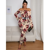 LW SXY Off The Shoulder Floral Print Jumpsuit (Wit