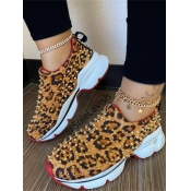 LW Leopard Print Rivet Decor Sneakers