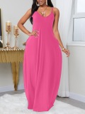 LW Leisure Pocket Patched Pink Maxi Dress