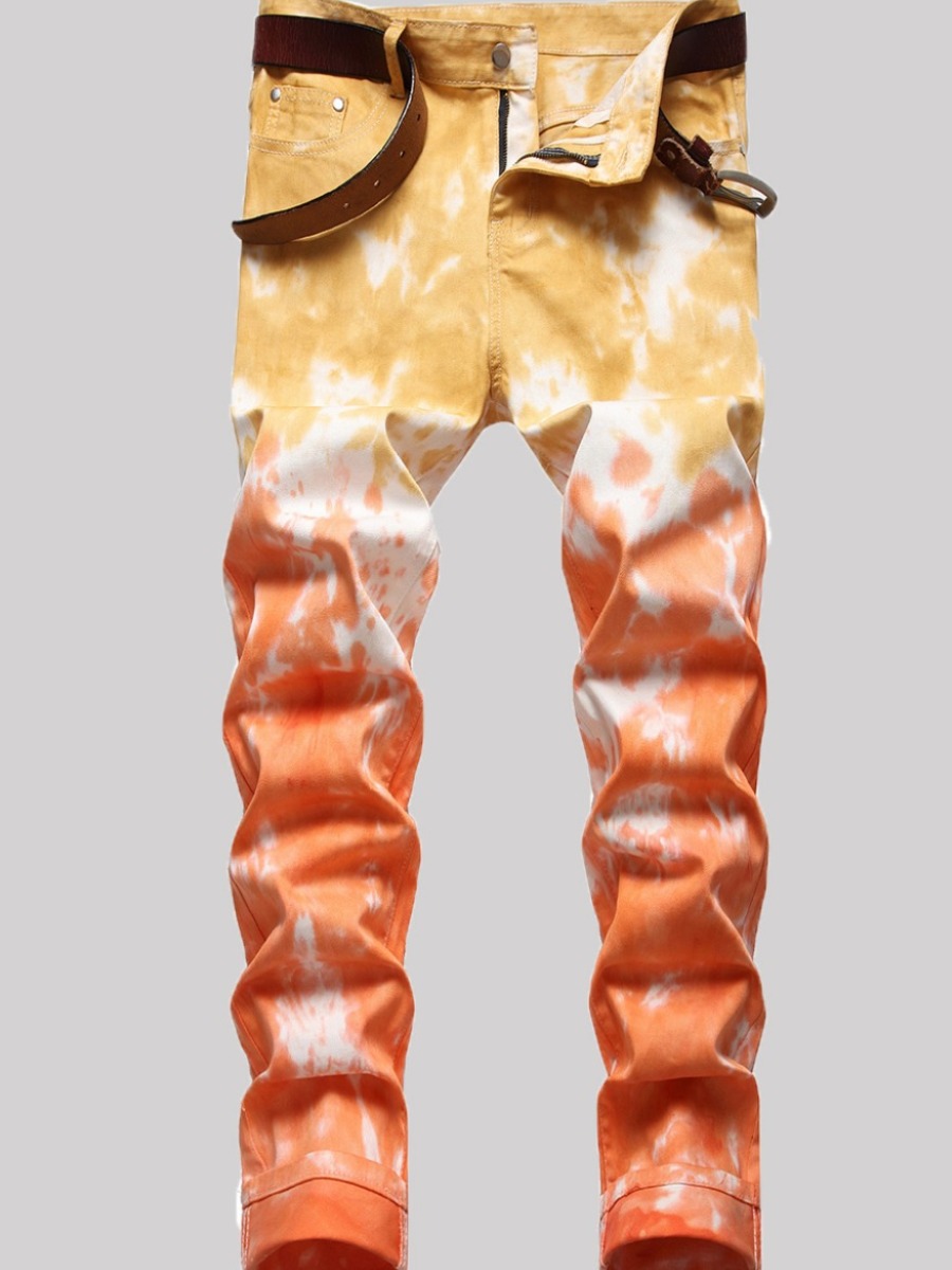 LW Men Tie Dye Elastic Skinny Jeans