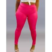 LW Casual O Neck Letter Rose Red Two-piece Pants S