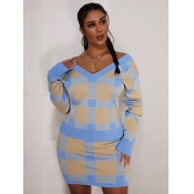 LW Rib-Knit Plaid Sweater Skirt Set