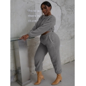 LW BASICS Pocket Design Crop Top Teddy Pants Set