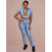 LW Striped Crop Top Two Piece Pants Set