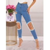 LW Lace Hem Ripped Skinny Jeans