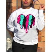 LW BASICS Round Neck Heart Print Sweatshirt