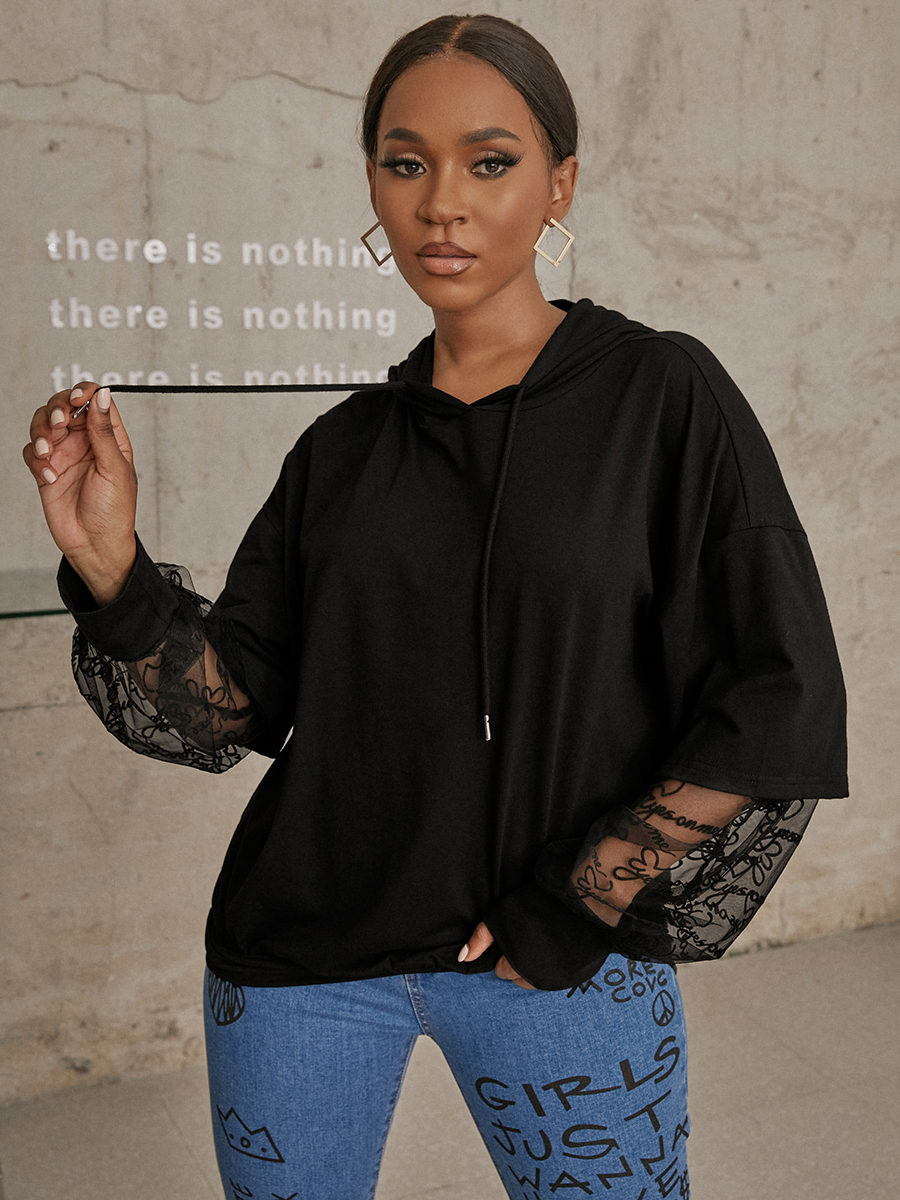 LW Hooded Collar See Through Hoodie