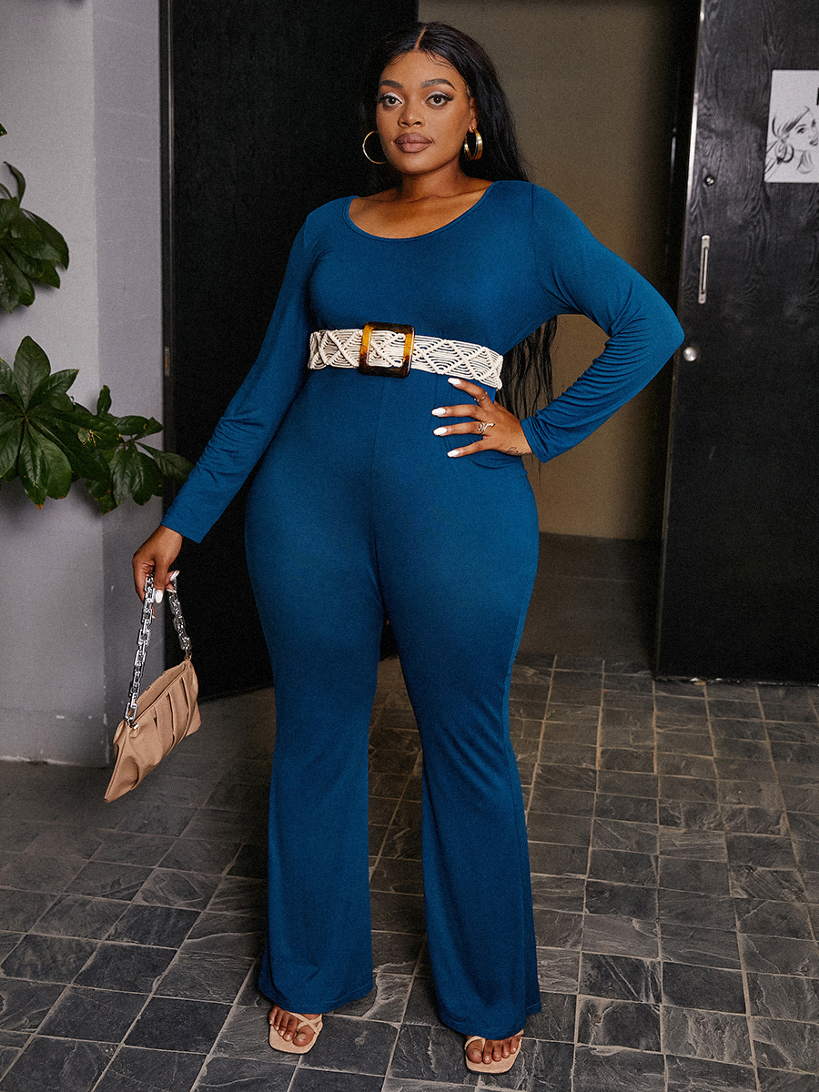 LW Plus Size Basic Skinny Flared Jumpsuit