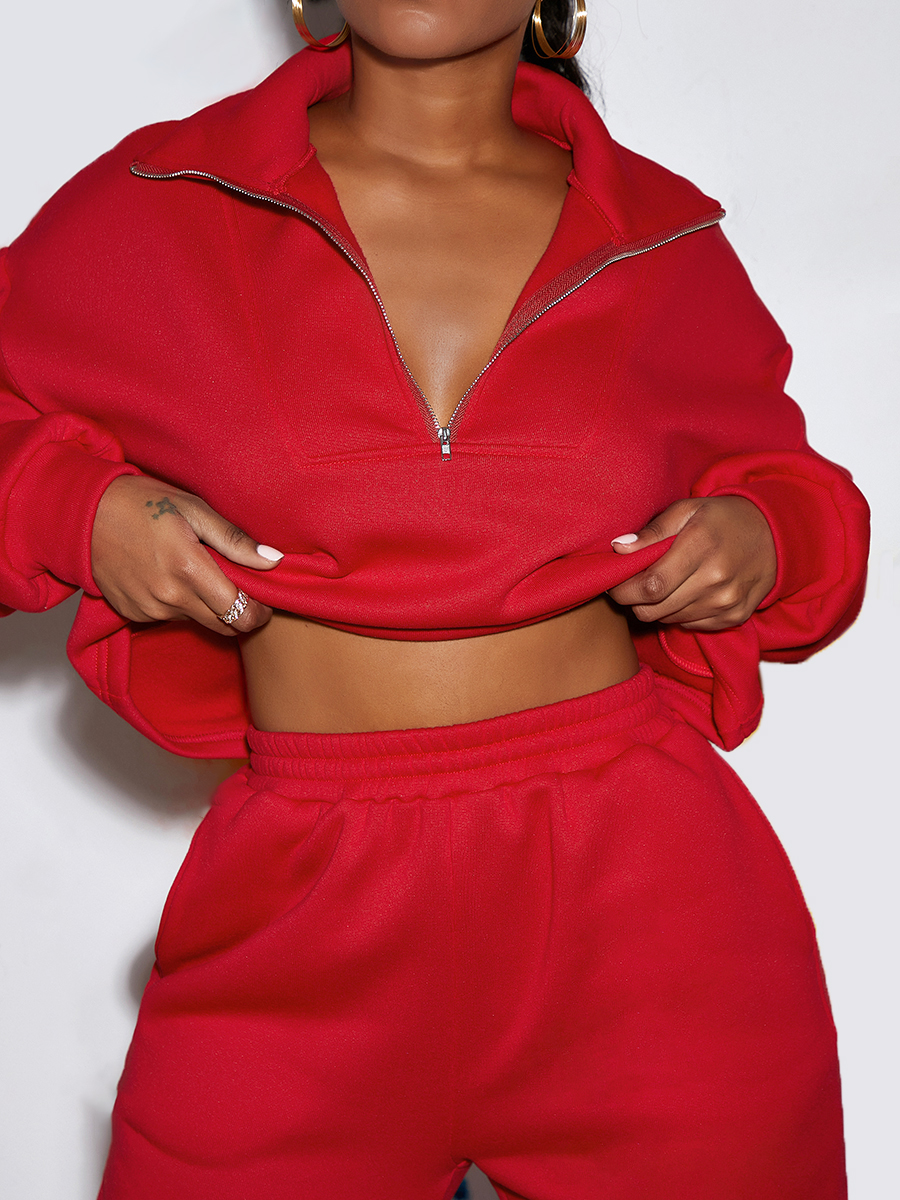 LW COTTON Sweat Zipper Pocket Design Basic Pants Set
