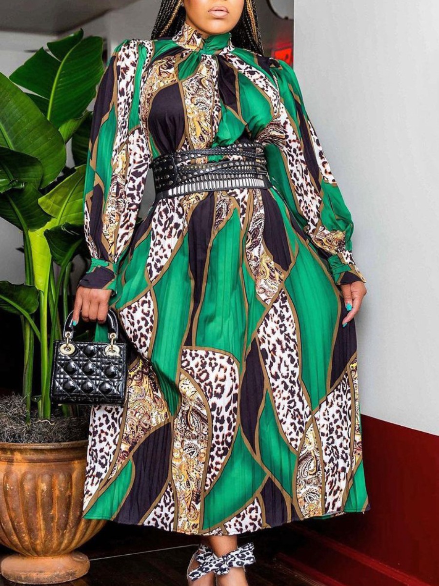 LW Animal Leopard Panel Belted Dress
