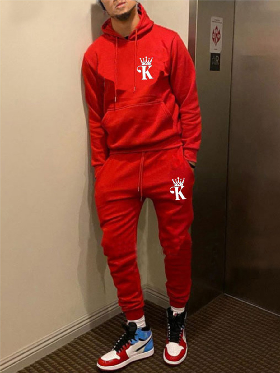 LW Men Crown King Print Tracksuit Set