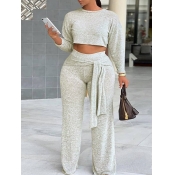 LW Plus Size Lace Up Crop Top Pants Set