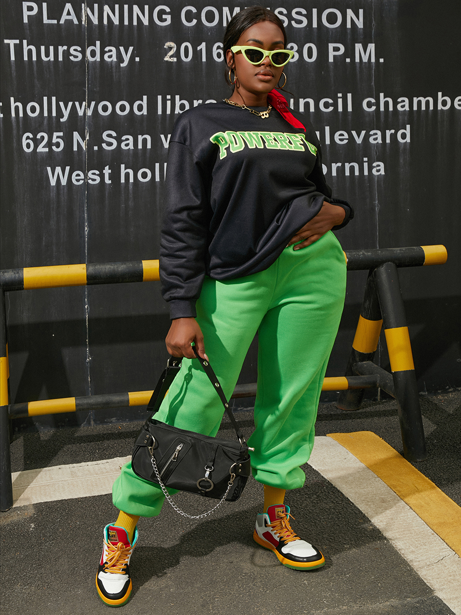 LW Round Neck Letter Print Pants Set