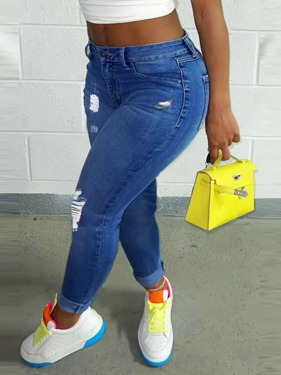 LW High-waisted Ripped Jeans