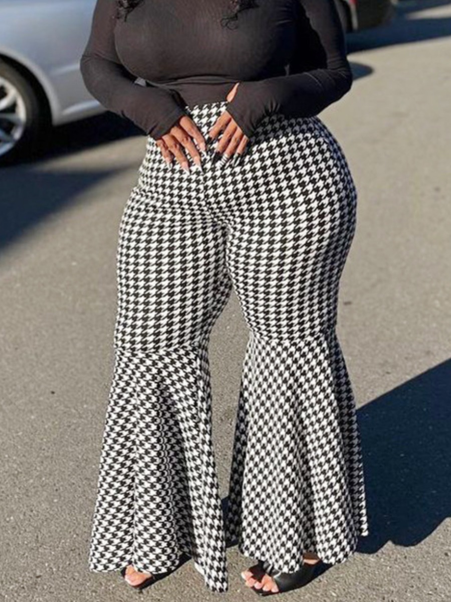 LW Plus Size Houndstooth Flared Pants