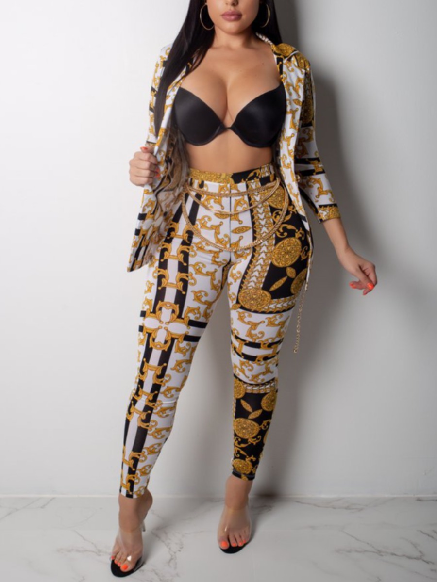 LW SXY Mixed Print High-waisted Pants Set (Without