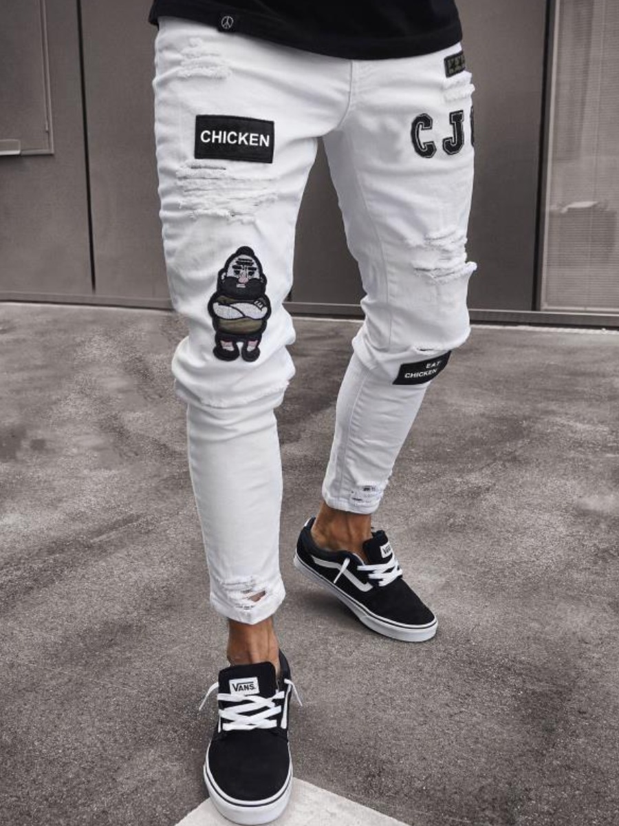 LW Men Mid Waist Ripped Skinny Jeans