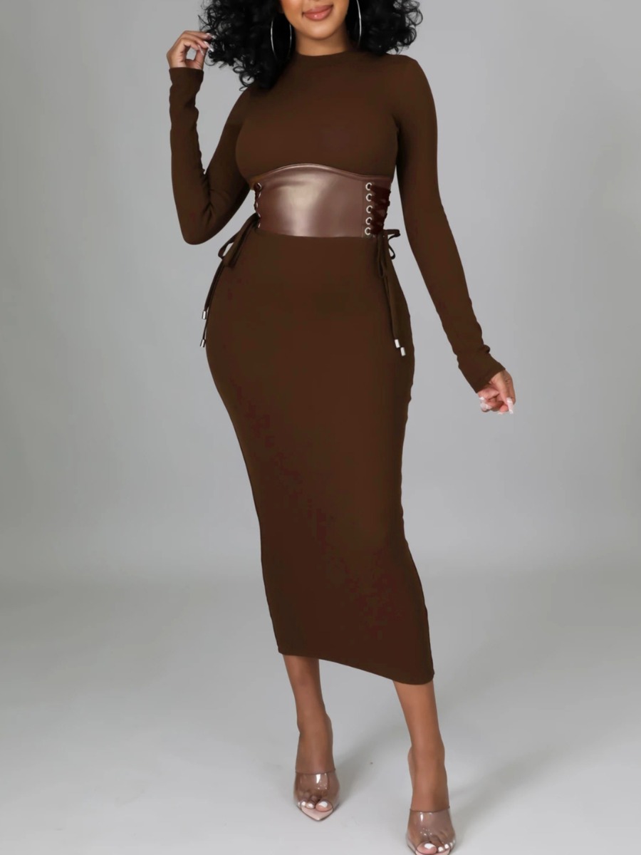 LW Bandage Zipper Design Bodycon Dress