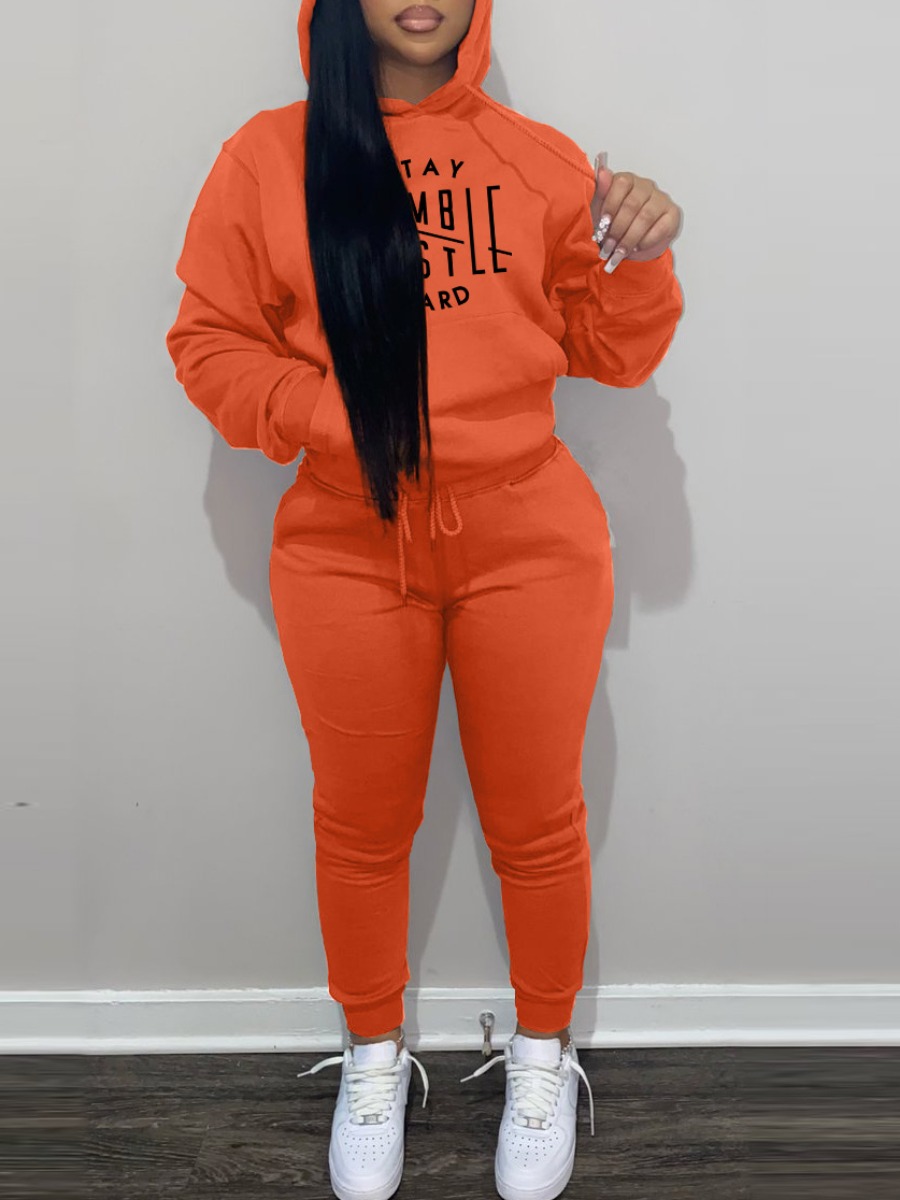 LW Hooded Collar Kangaroo Pocket Tracksuit Set