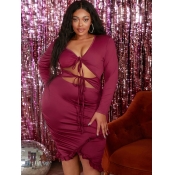 LW SXY Plus Size Ruffle Hem High Low Bodycon Dress