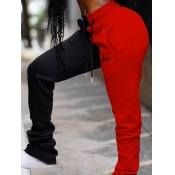LW Casual Patchwork Red Pants