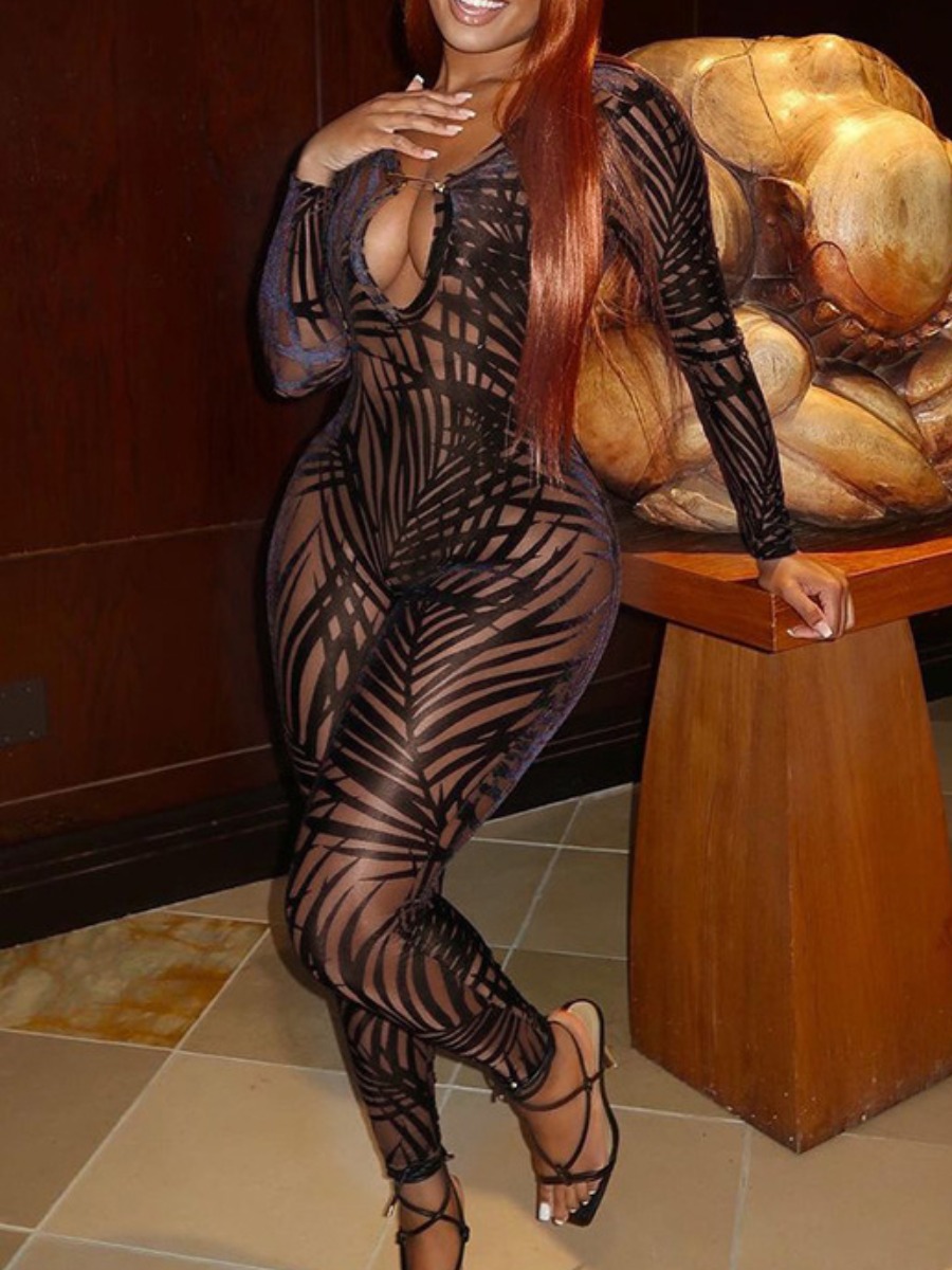 LW Polyester Other Floral Skinny Jumpsuit