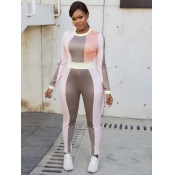 LW Striped Patchwork Skinny Crop Top Jumpsuit