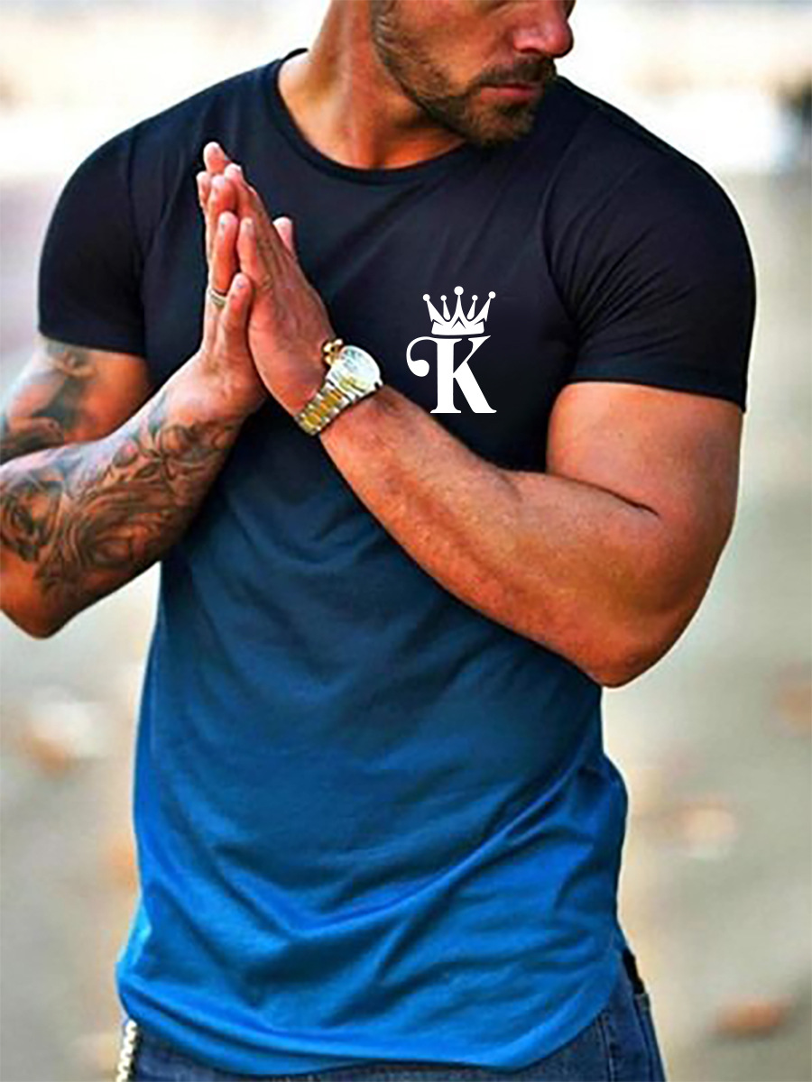LW Men Gradient Crown Print T-shirt