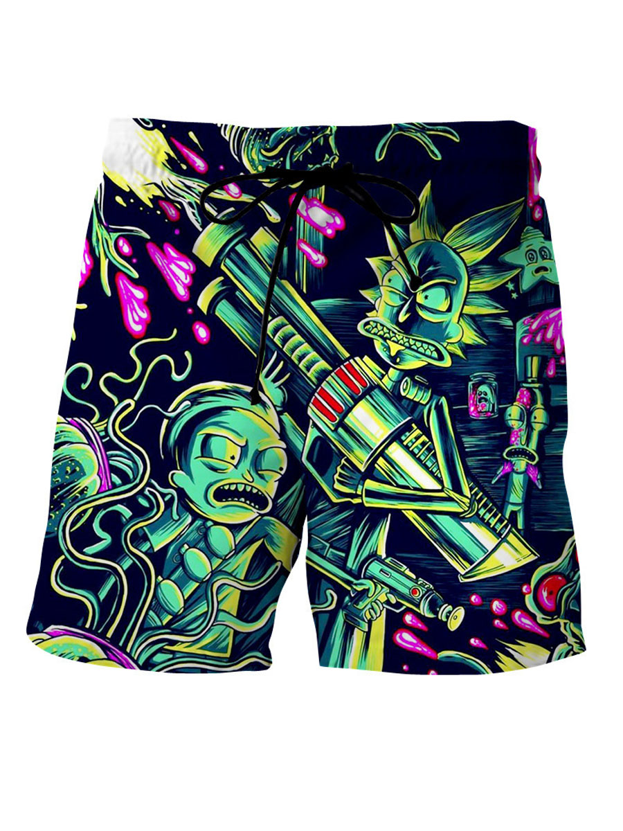 LW Men Graffiti Print Drawstring Shorts