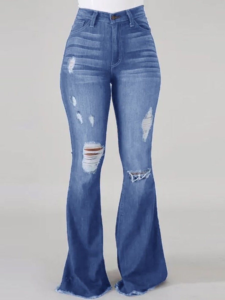 LW High-waisted High Stretchy Ripped Flared Jeans