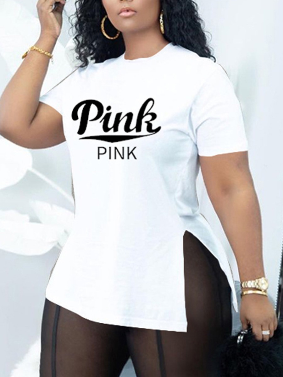 LW Plus Size Pink Letter Print T-shirt