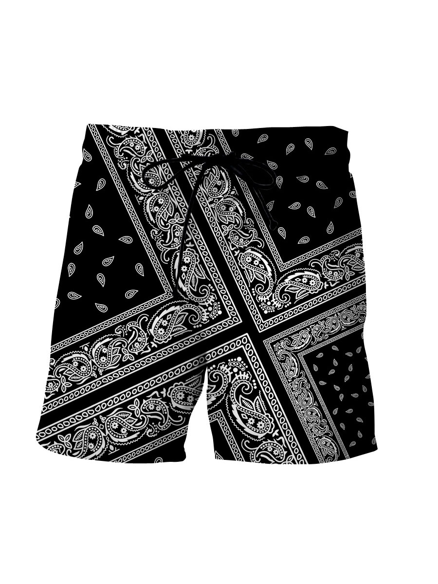LW Men Cashew Print Drawstring Shorts