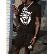 LW Men Crown Animal Print Shorts Set